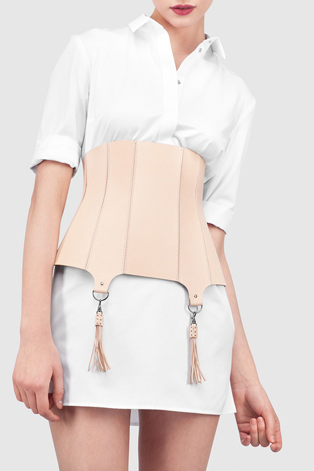 Leather harness woman belt