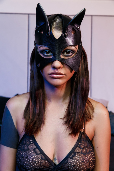 Sexy leather cat mask